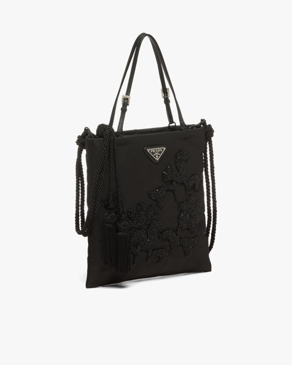 Black Embroidered nylon handbag - Image 3
