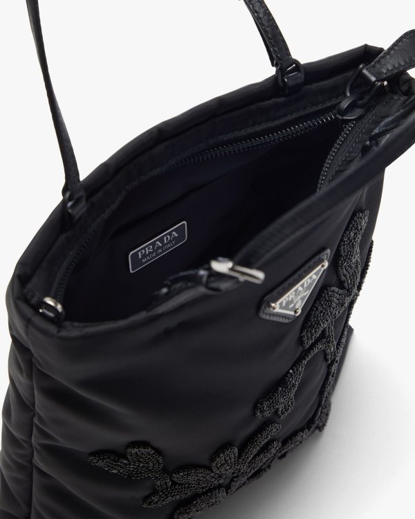 Black Embroidered nylon handbag - Image 5