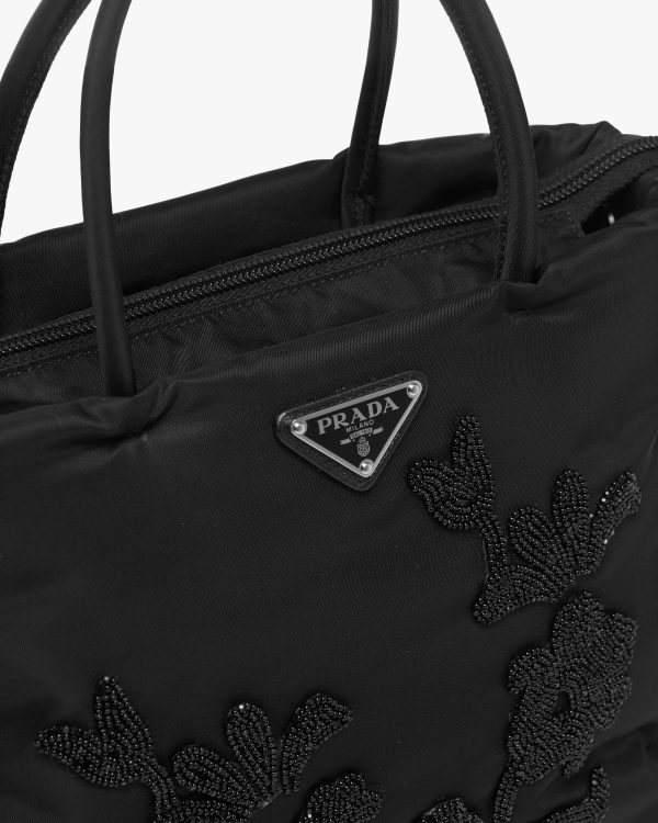 Black Embroidered nylon handbag - Image 2