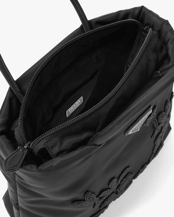 Black Embroidered nylon handbag - Image 5