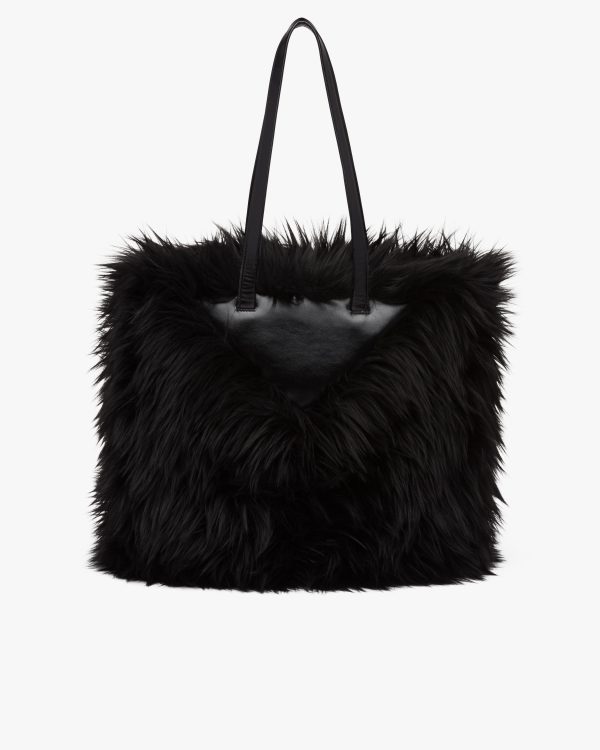 Black Faux fur fabric tote bag - Image 4