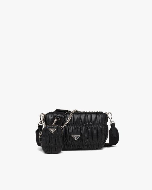Black Gaufre nappa leather shoulder bag