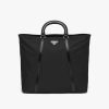 Black Large nylon and leather tote