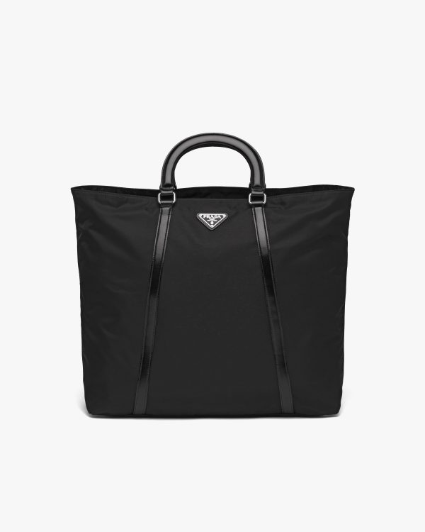 Black Large nylon and leather tote