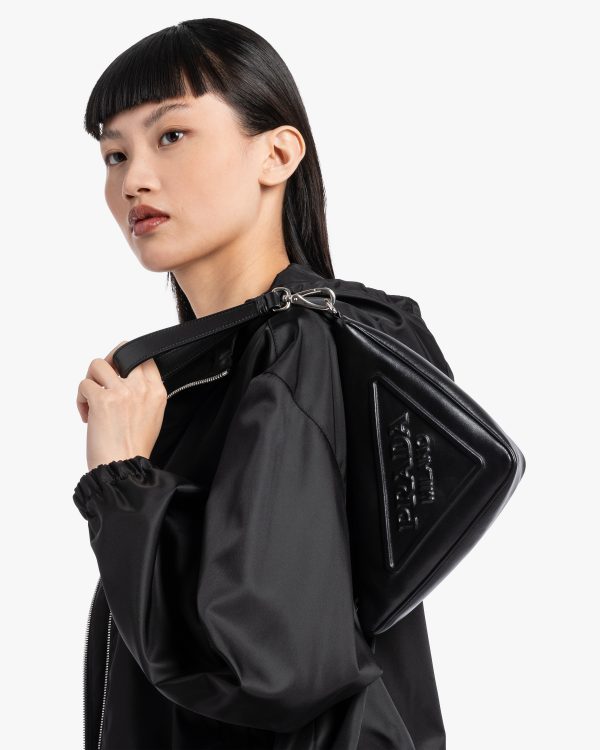 Black Leather Prada Triangle pouch - Image 2