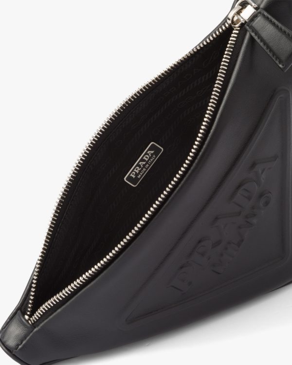 Black Leather Prada Triangle pouch - Image 5