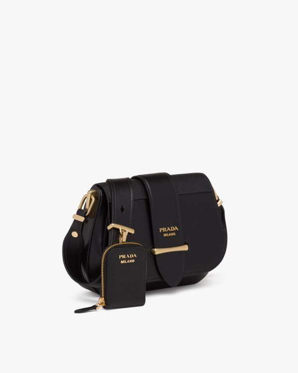 Black Leather and Saffiano shoulder bag - Fake Prada Store