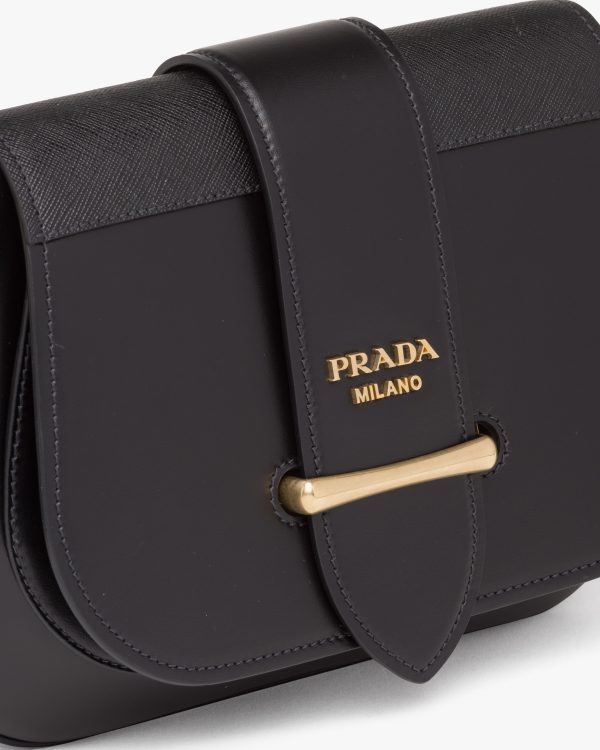 Black Leather and Saffiano shoulder bag - Fake Prada Store