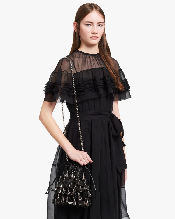 Black Leather mesh and satin clutch - Image 2