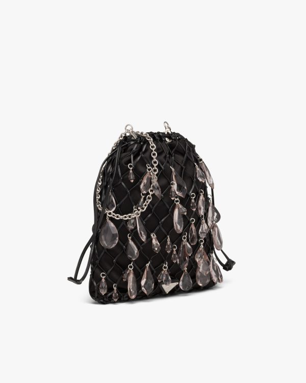 Black Leather mesh and satin clutch - Image 3