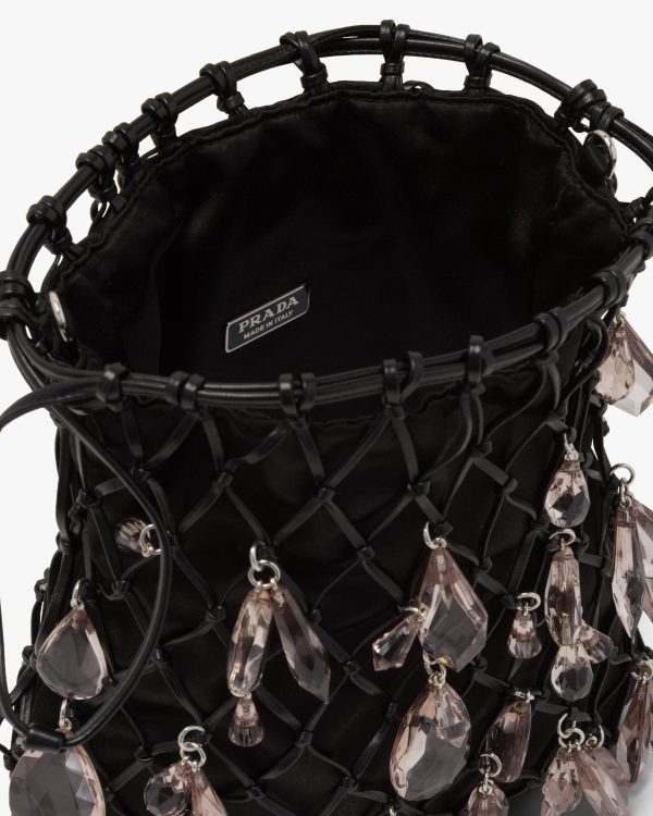 Black Leather mesh and satin clutch - Image 5