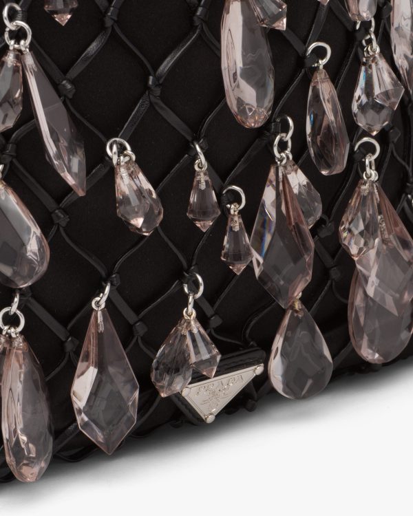 Black Leather mesh and satin clutch - Image 6