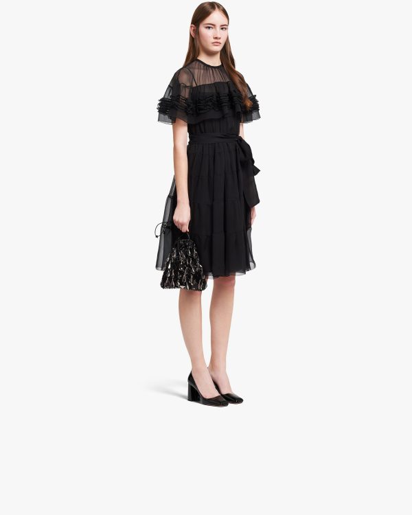 Black Leather mesh and satin clutch - Image 7