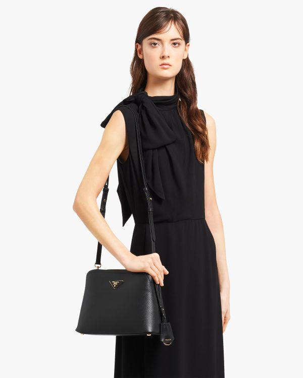 Black Medium Saffiano Leather Prada Matinee Bag - Image 2
