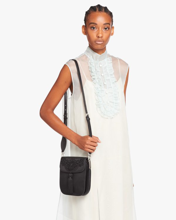 Black Nylon and leather bag with decorative trim - Image 2