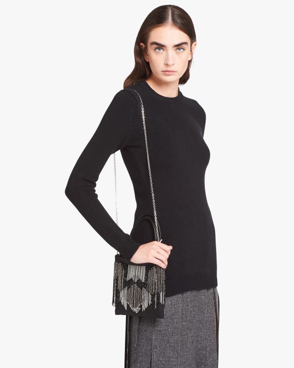 Black Nylon handbag with fringe - Image 2