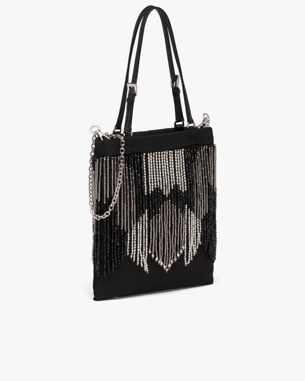 Black Nylon handbag with fringe - Image 3
