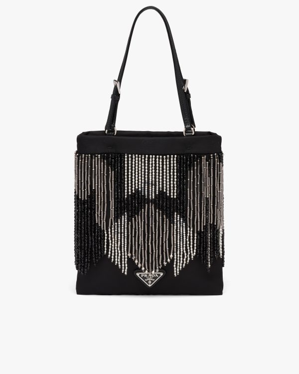 Black Nylon handbag with fringe - Image 4