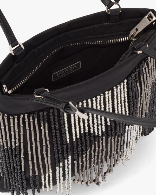 Black Nylon handbag with fringe - Image 5