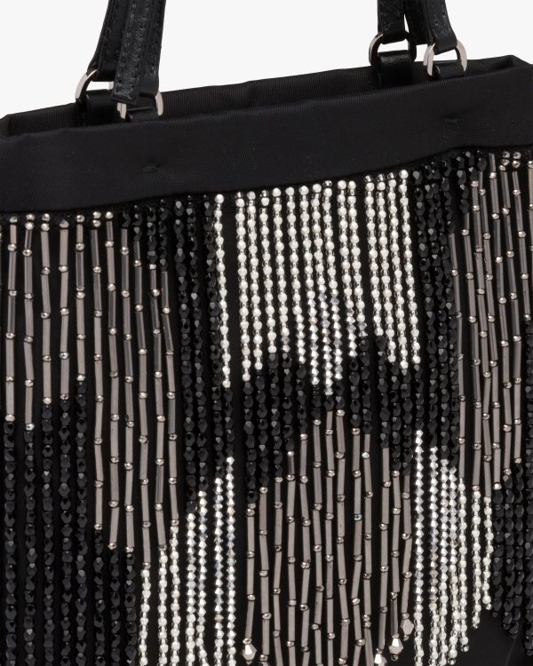 Black Nylon handbag with fringe - Image 6