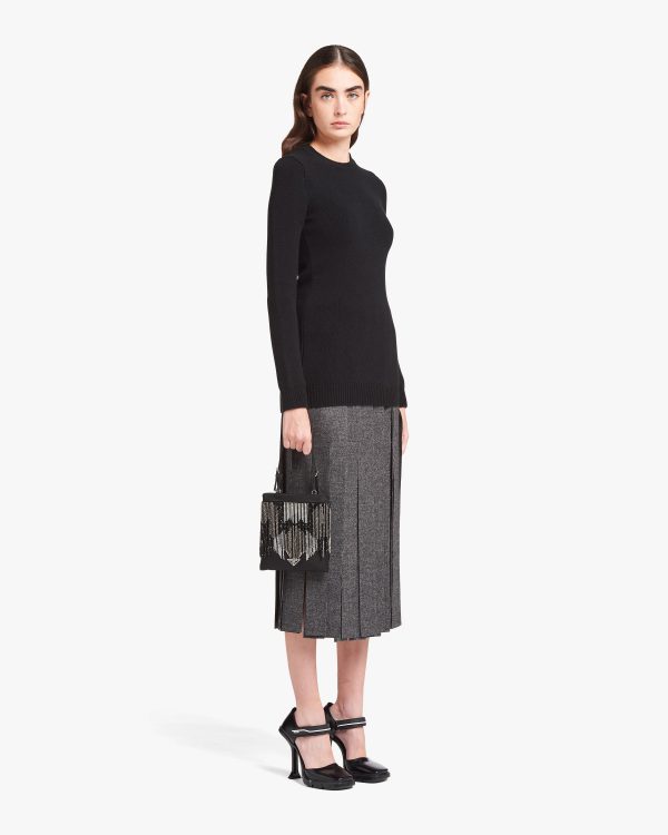 Black Nylon handbag with fringe - Image 7