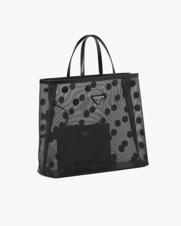Black Polka-dot mesh tote bag - Image 3
