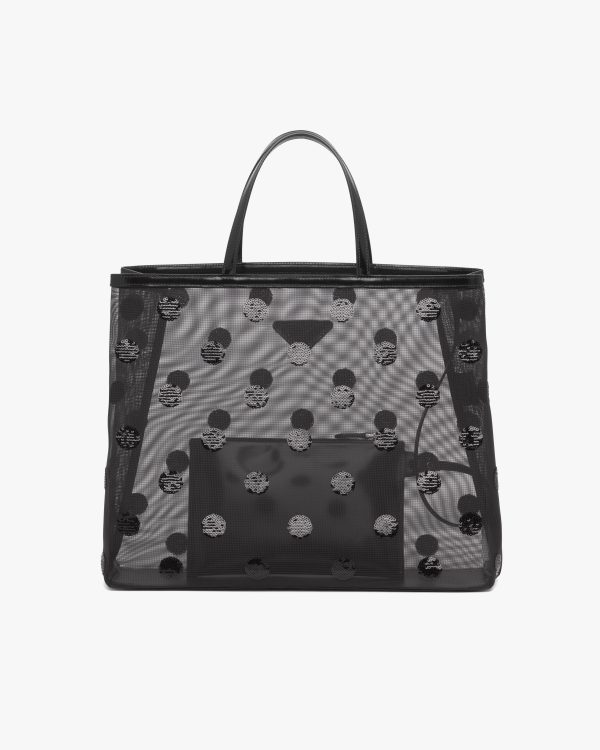 Black Polka-dot mesh tote bag - Image 4