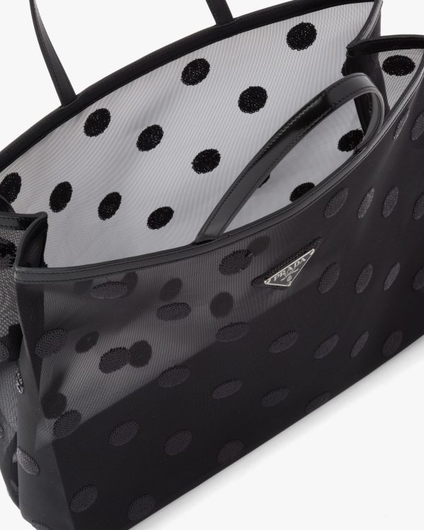 Black Polka-dot mesh tote bag - Image 5