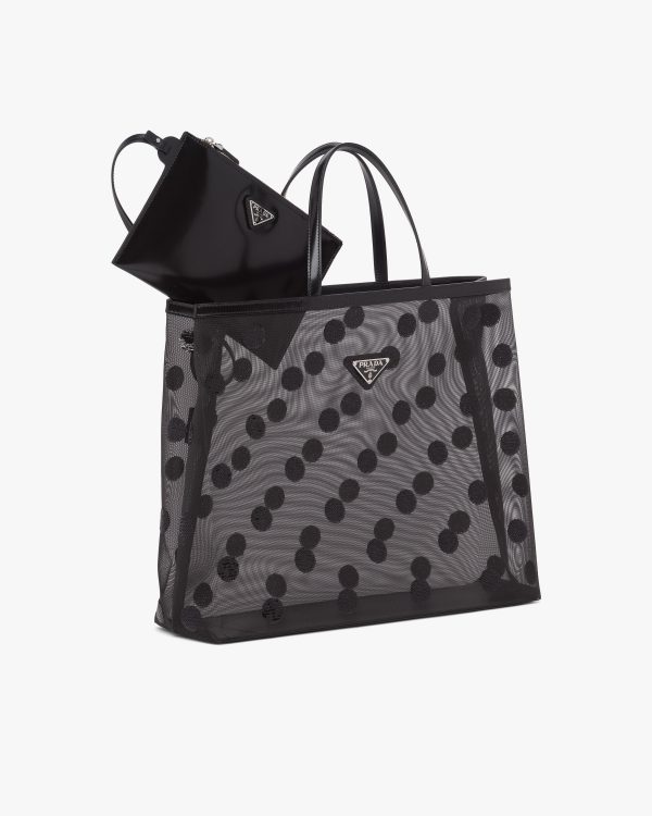 Black Polka-dot mesh tote bag - Image 6