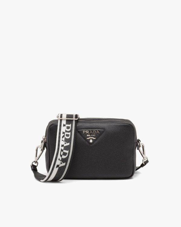 Black Prada Flou leather bag with shoulder strap