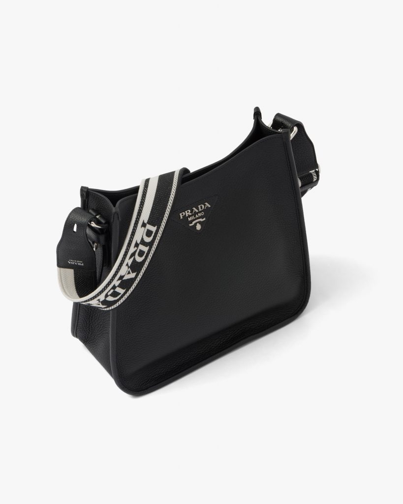 Black Prada Flou leather hobo bag Fake Prada Store