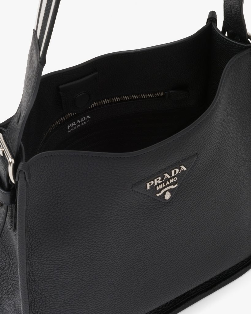 Black Prada Flou leather hobo bag Fake Prada Store
