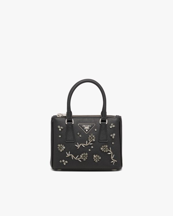 Black Prada Galleria micro-bag with appliques