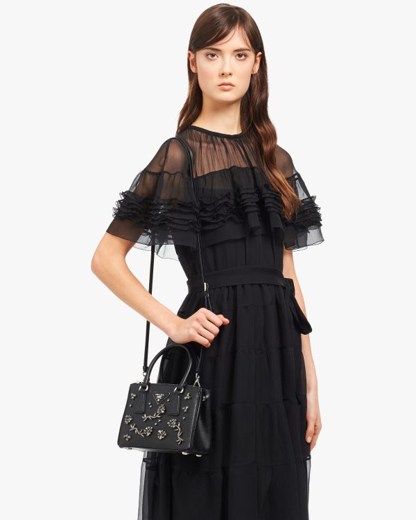 Black Prada Galleria micro-bag with appliques - Image 2