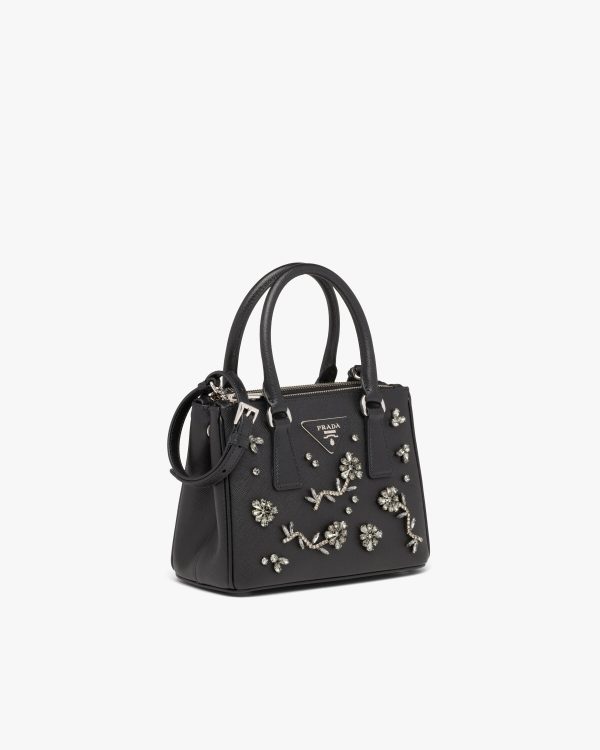 Black Prada Galleria micro-bag with appliques - Image 3
