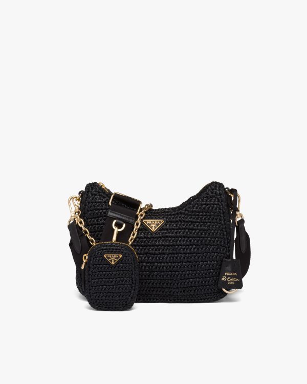 Black Prada Re-Edition 2005 raffia bag