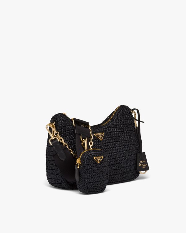 Black Prada Re-Edition 2005 raffia bag - Image 3