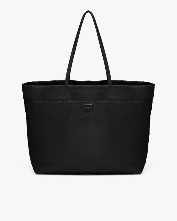 Black Re-Nylon and Saffiano leather tote bag