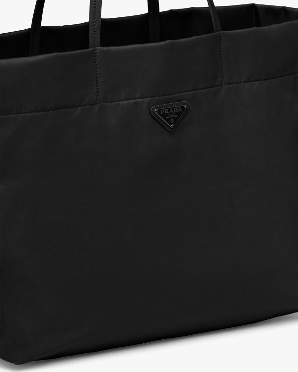 Black Re-Nylon and Saffiano leather tote bag - Image 2