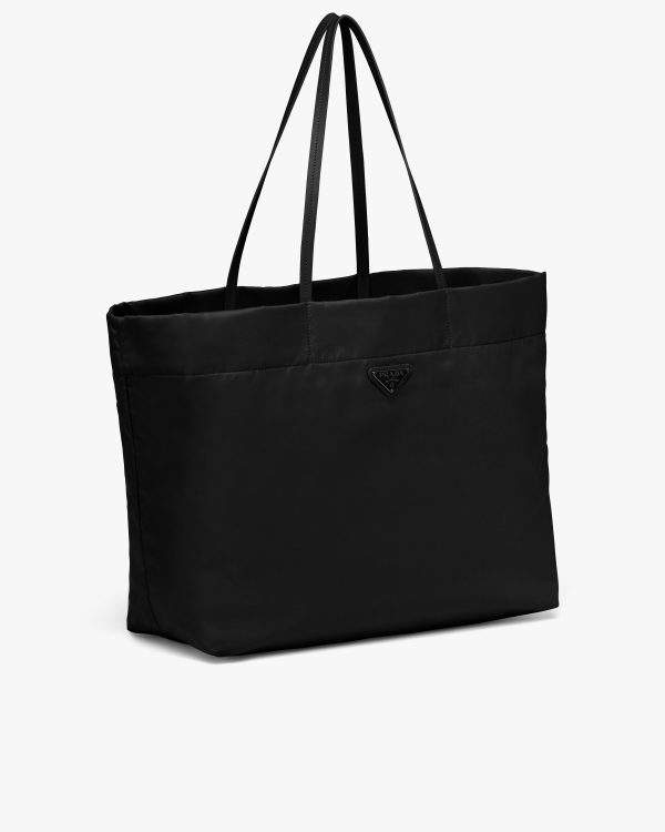 Black Re-Nylon and Saffiano leather tote bag - Image 3