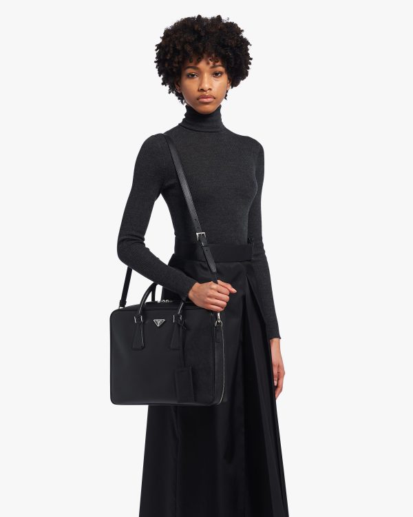 Black Saffiano Leather Work Bag - Image 3
