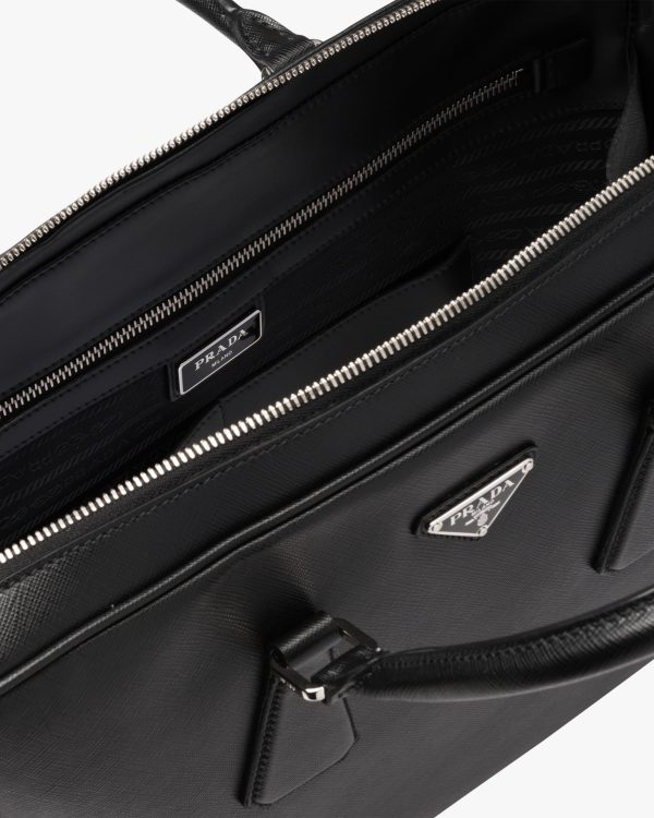Black Saffiano Leather Work Bag - Image 5