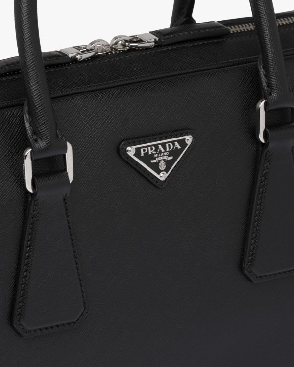 Black Saffiano Leather Work Bag - Image 6