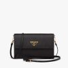 Black Saffiano and leather wallet with shoulder strap