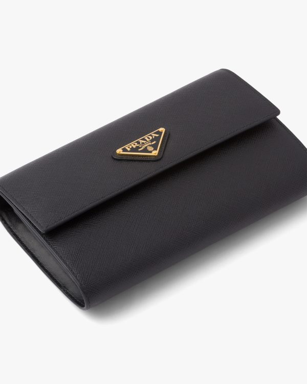 Black Saffiano and leather wallet with shoulder strap - Image 2