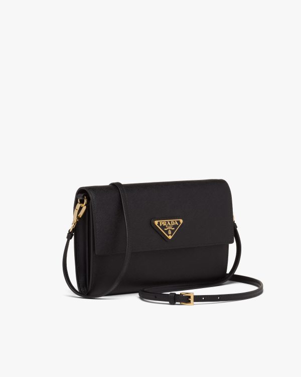 Black Saffiano and leather wallet with shoulder strap - Image 3