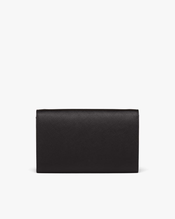 Black Saffiano and leather wallet with shoulder strap - Image 4