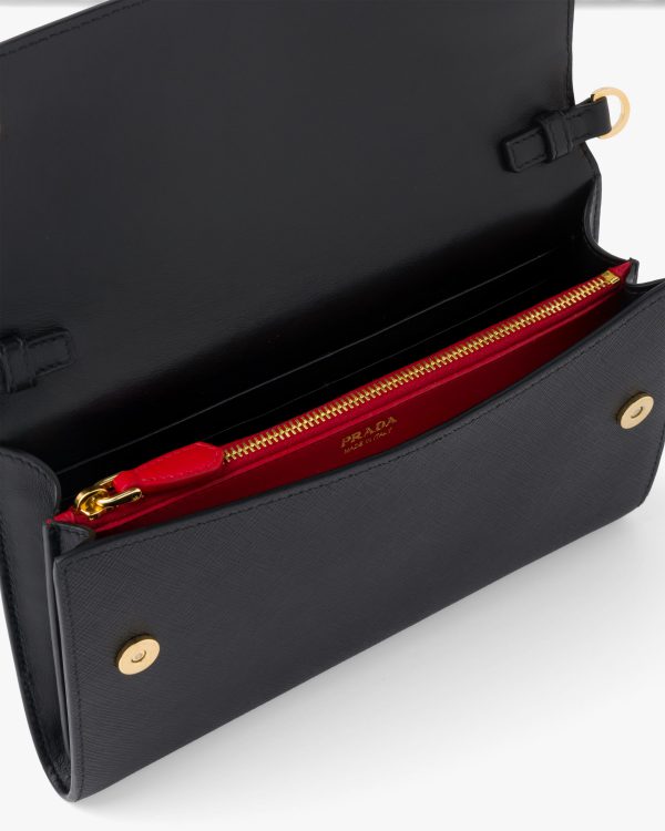Black Saffiano and leather wallet with shoulder strap - Image 5