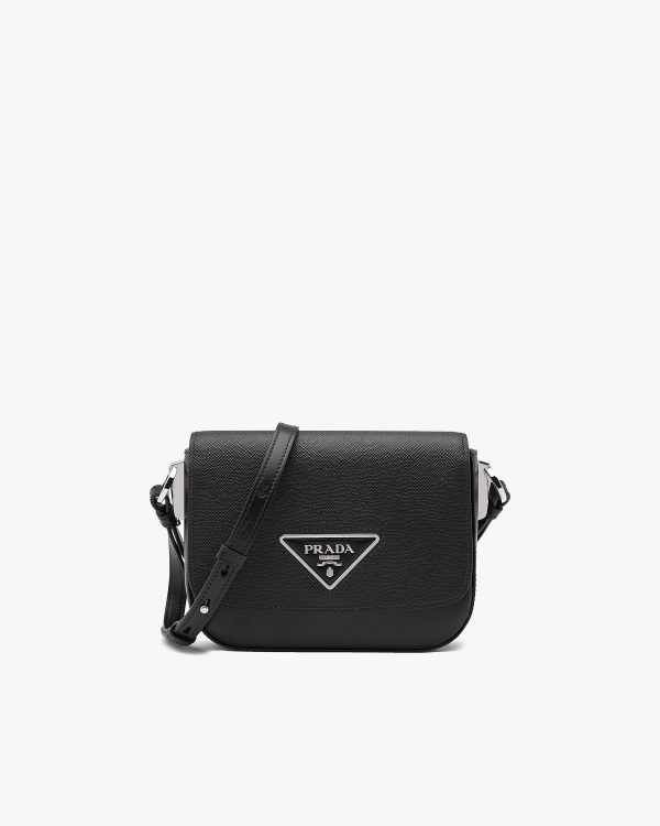 Black Saffiano leather Prada Identity shoulder bag