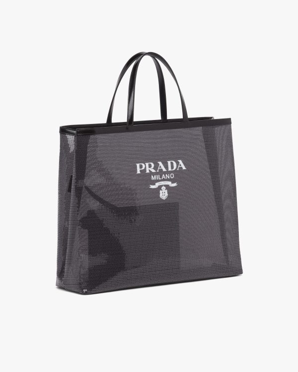 Black Sequined mesh tote bag - Image 3